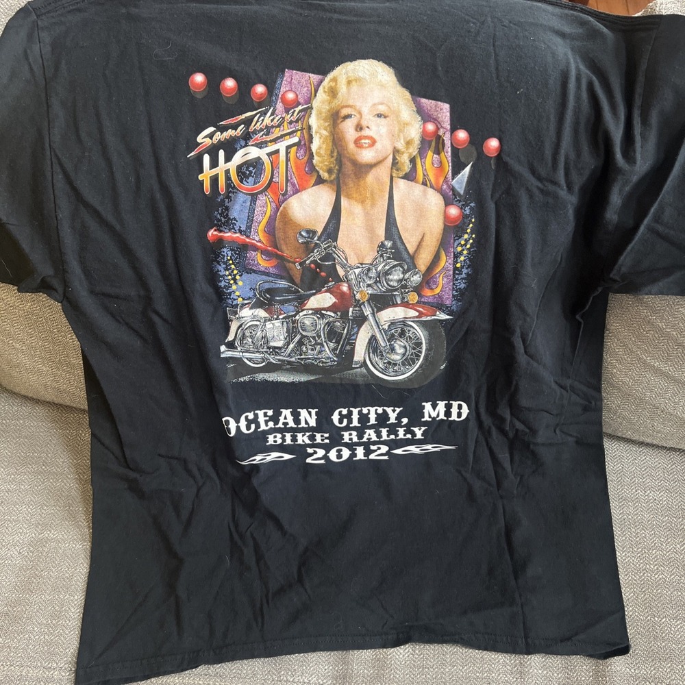 2012 Ocean City MD Bike Week T-Shirt Mens L Black Bike Rally Marilyn Monroe